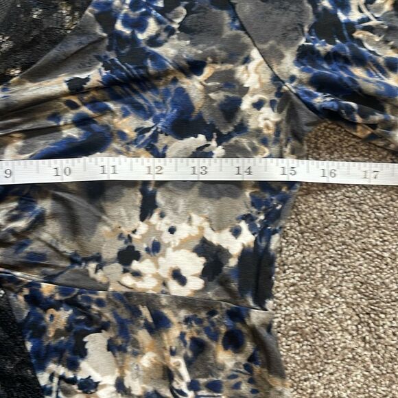 NWT Alfani Women's Blue Gray Polyester V-Neck Long Sleeve Top Blouse Large - Picture 7 of 10